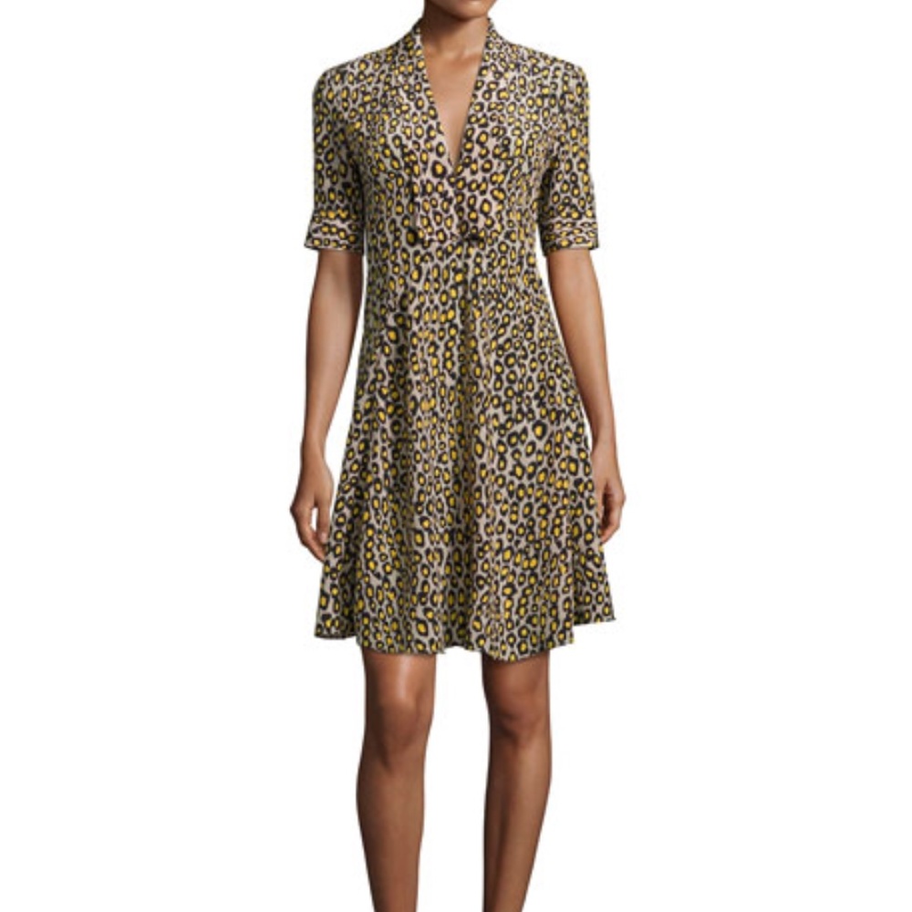 Short Sleeve Scarf Neck Dress